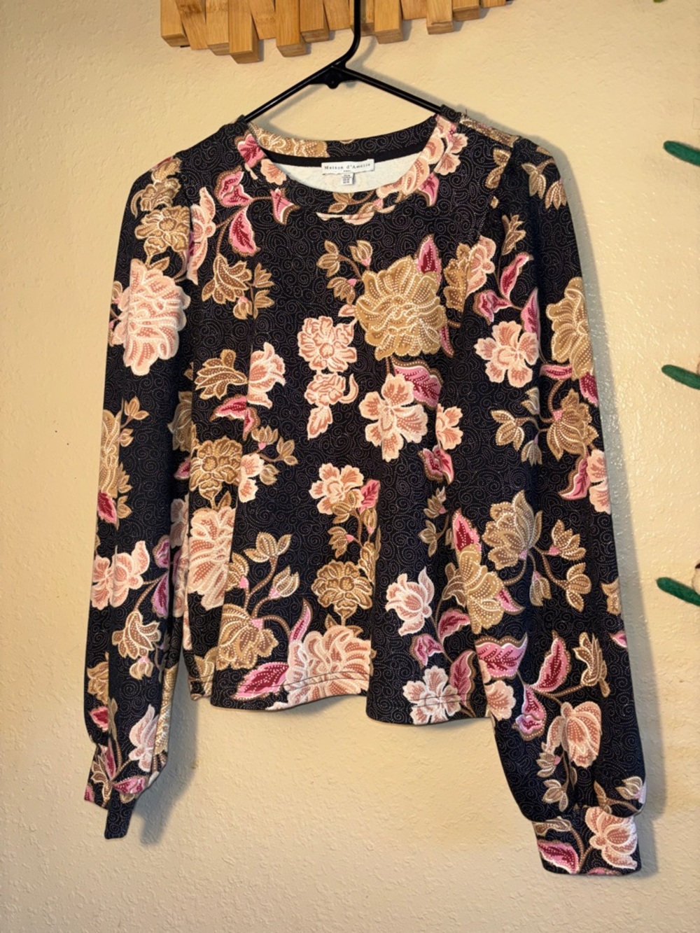 NWOT Maison d'Amelie floral print long-sleeve top. This specific garment is ofte